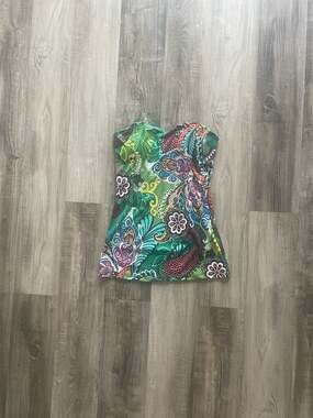 Backstage Made in California Paisley Floral Strapless Tankini Top